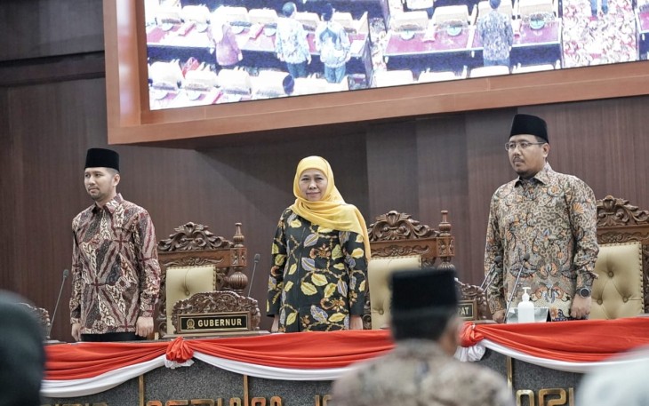 Musrenbang Rencana Kerja Pemerintah Daerah Provinsi Jawa Timur di Ballroom Shangri-La Hotel Surabaya, Selasa (13/4).