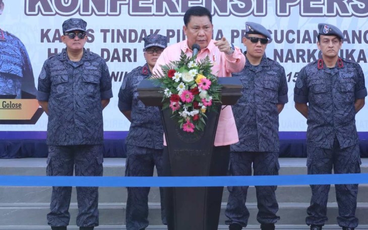 Kepala BNN RI Dr Petrus Reinhard Golose saat memberikan keterangan pers di Bali 