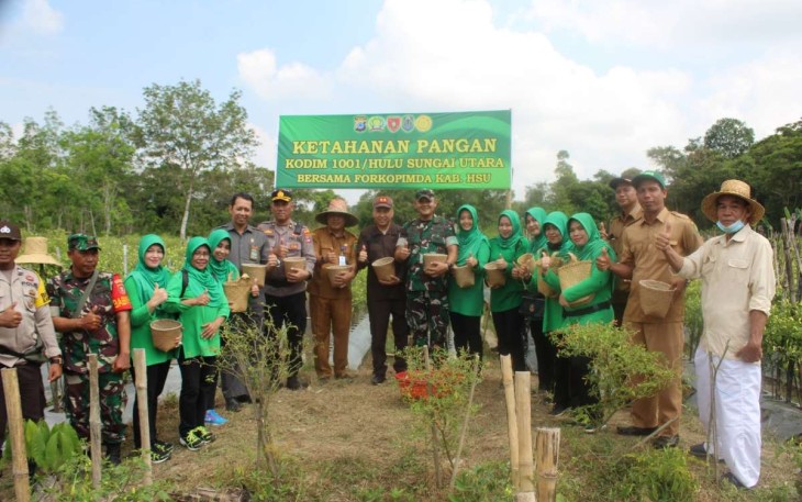 Dandim 1001/HSU-BLG Letkol Inf Dhuwi Hendradjaja saat panen cabai