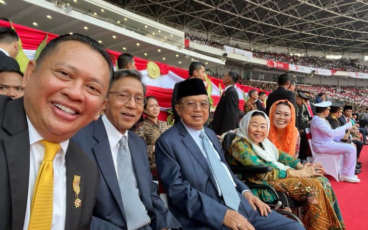 Bambang Soesatyo saat menghadiri upacara HUT Bhayangkara ke 77 di Jakarta, Sabtu (1/7)