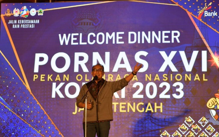 Kemendes PDTT berpartisipasi dalam Pekan Olahraga Nasional (Pornas) KORPRI ke XVI di Semarang, Jawa Tengah 13-21 Juli 2023. Ketua Kontingen Kemendes PDTT Agus Kuncoro menghadiri Welcome Dinner di Kawasan Museum Lawang Sewu, Kamis (13/7/2023) malam.