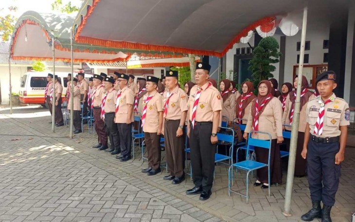 Upacara Hari Pramuka di Kecamatan Gandusari Kabupaten Trenggalek, Senin (14/8)
