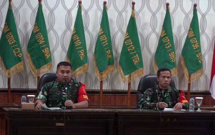 Danrem 071 Wijayakusuma Kolonel Czi Mohammad Andhy Kusuma saat memberikan pengarahan dalam Latgulbencal, Senin (14/8)