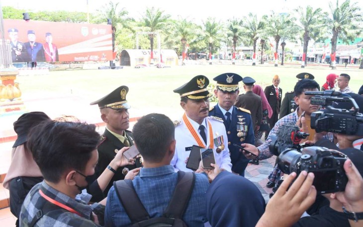 Danrem 081/DSJ Kolonel Inf H. Sugiyono usai mengikuti upacara HUT Kemerdekaan RI ke 78 di Madiun, Kamis (17/8)