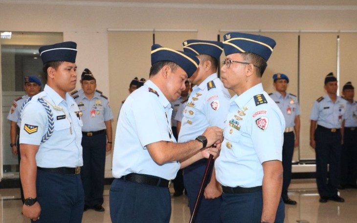 Pangkoopsud I Marsda TNI Bambang Gunarto saat sertijab, Senin (28/8)