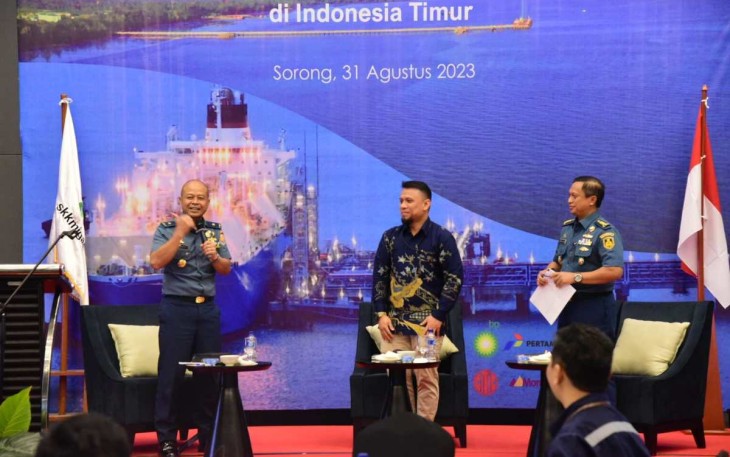Kepala Staf Koarmada III Laksamana Pertama Singgih Sugiarto saat workshop Keamanan Operasi Perkapalan dan Kemaritiman Hulu Migas di Indonesia Timur, Kamis (31/8)