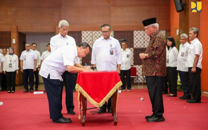 Menteri PUPR Basuki Hadimuljono saat lantik pejabat, Kamis (31/8) 