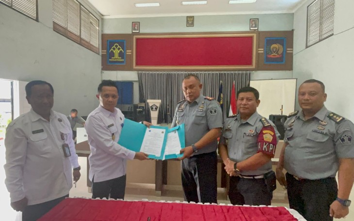 Kalapas Binjai Theo Adrianus saat MoU Kerjasama dengan BNN Kota Binjai, Senin (9/10)