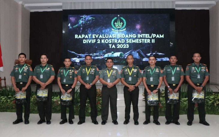 Rapat Evaluasi Bidang Intel/Pam Semester II TA 2023 Divif 2 Kostrad 