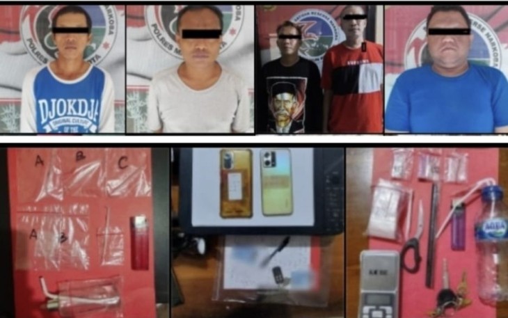 Tersangka dan barang bukti narkoba 