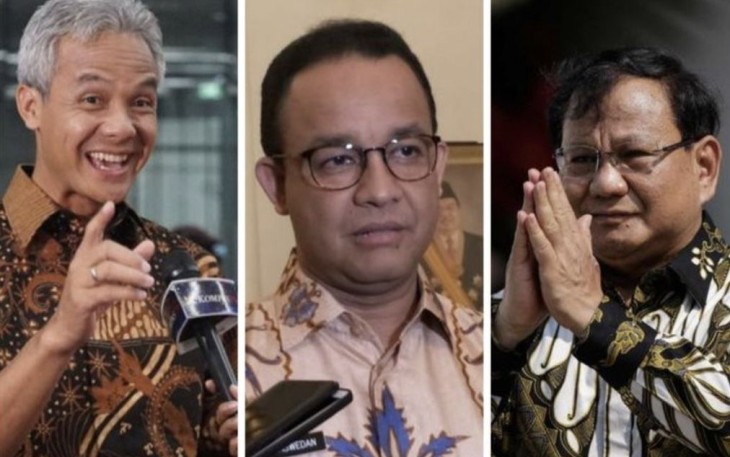 Ganjar Pranowo, Anies Baswedan, Prabowo Subianto 