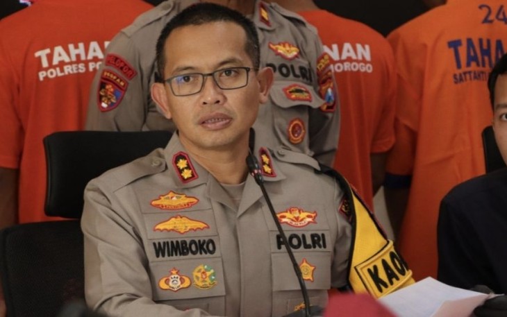 Kapolres Ponorogo AKBP Wimboko saat memberikan keterangan pers,