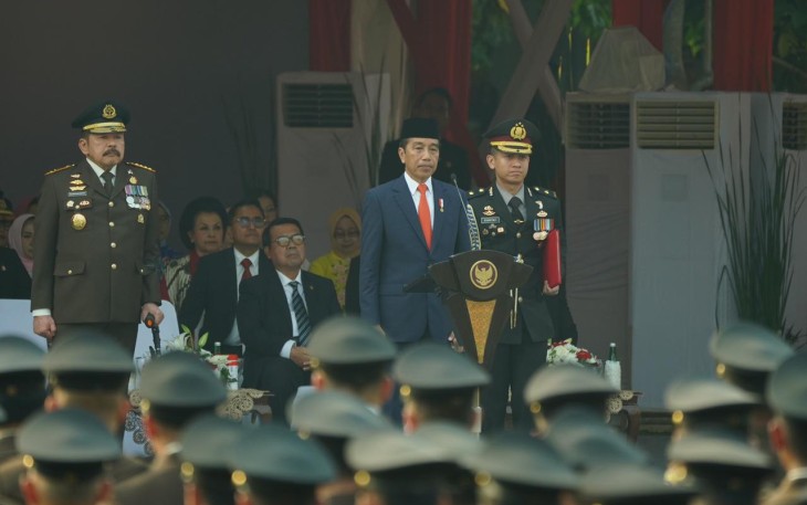 Presiden RI Joko Widodo saat Pimpin Upacara Hari Bhakti Adhyaksa ke-63 Tahun 2023