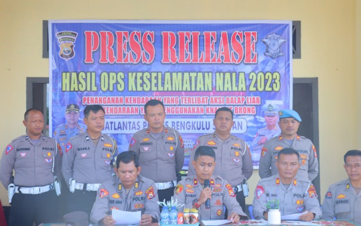Rilis, Total 58 Knalpot Brong Disita, 37 Sepeda Motor yang Diamankan Polres Bengkulu Selatan