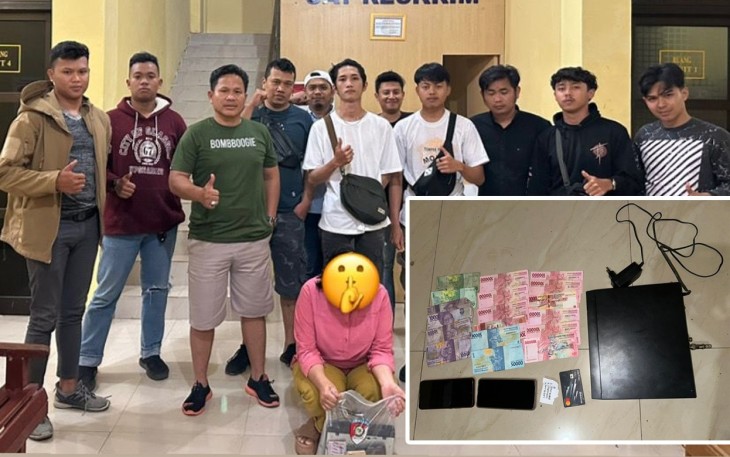 Terduga pelaku bersama barang bukti