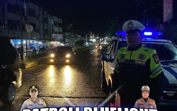 Cegah Kejahatan, Satlantas Polres Rejang Lebong Patroli Blue Light