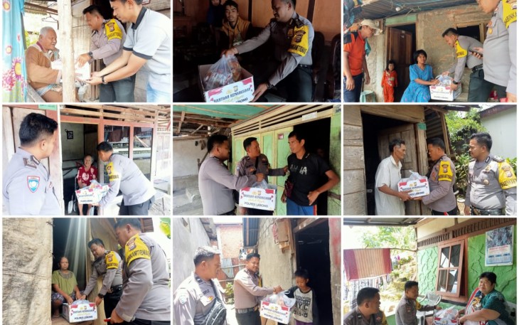 Polsek Lebong Selatan Distribusikan Bansos Kepada Warga Kurang Mampu 