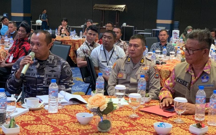 Danlanudal Manado saat Ikuti Sosialisasi Renkon Bencana Alam Malut