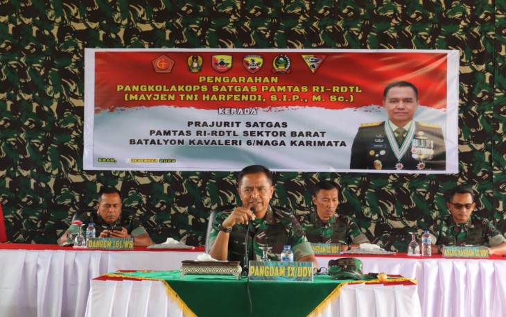 Pangdam IX/Udayana Mayjen TNI Harfendi, S.IP., M.Sc kunjungi Markas Komando Satuan Tugas (Satgas) Pengamanan Perbatasan (Pamtas) RI-RDTL dari Yonkav 6/Naga Karimata