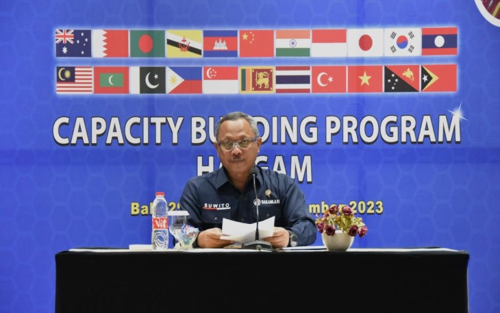Direktur Latihan Bakamla RI Laksma Bakamla Suwito, S.E., M.Si. (Han) saat tutup Capacity Building Program HACGAM di Bali, Jum’at (1/09/2023).