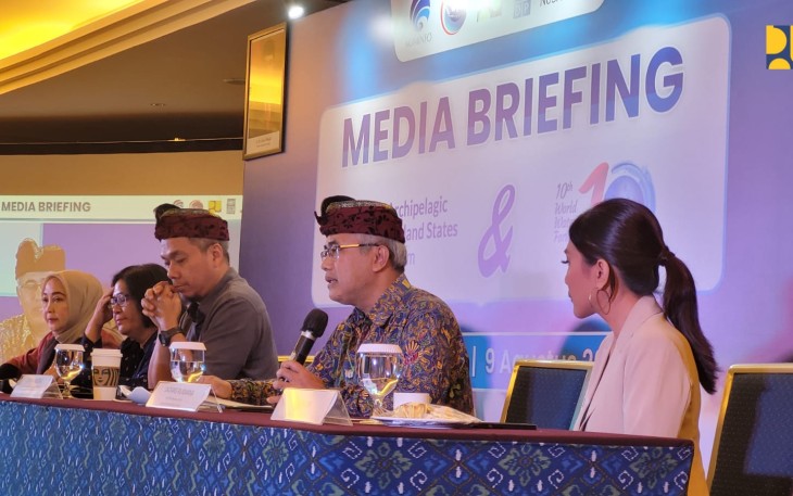 Staf Ahli Menteri PUPR Bidang Ekonomi dan Investasi Dadang Rukmana dalam Media Briefing World Water Forum ke-10 di Bali, Rabu (9/8/2023).