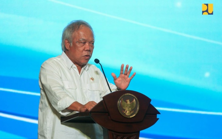 Menteri PUPR Basuki Hadimuljono saat memberikan sambutan