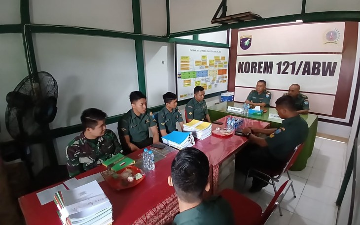 Korem 121/ABW Terima Tim Wasev Bidang Puanter dari Sterdam XII/TPR