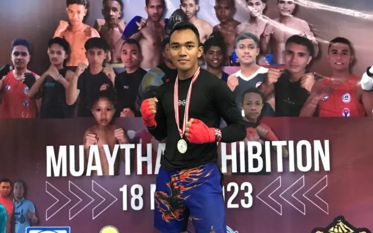 Kelasi Satu LPU Pramudya Riza Alamsyah yang menorehkan prestasi gemilang di Cabor Beladiri Muaythai Tingkat Provinsi NTT.