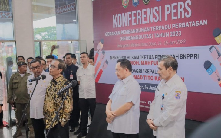 Danlantamal IX Bersama Forkopimda Ikuti Pengarahan Menkopolhukam dan Mendagri Tentang Pencanangan Gerbangdutas