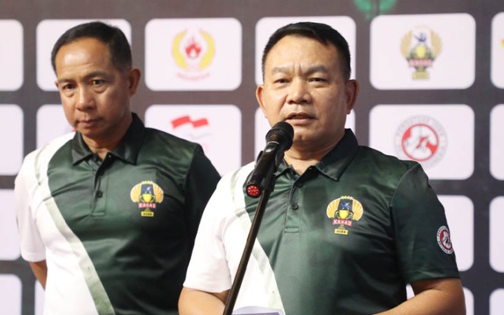 Kasad Jenderal TNI Dr. Dudung Abdurachman saat membuka secara resmi Kejurnas Judo Piala Kasad tahun 2023, yang digelar di Hall Basket Senayan, Jakarta, Sabtu (7/10/2023).