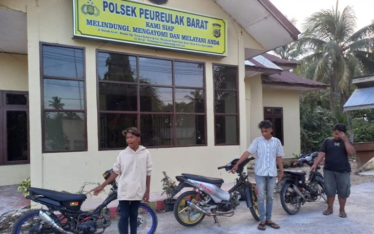 Polsek Peureulak Barat saat Amankan Tiga Unit Sepeda Motor
