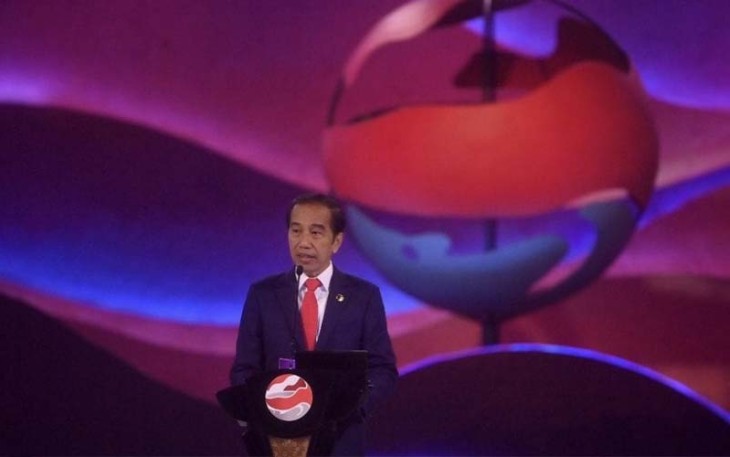 Presiden Joko Widodo saat secara resmi membuka Konferensi Tingkat Tinggi (KTT) Ke-43 ASEAN yang digelar di Plenary Hall, Jakarta Convention Center (JCC), Jakarta Pusat, Selasa (05/09/2023). 
