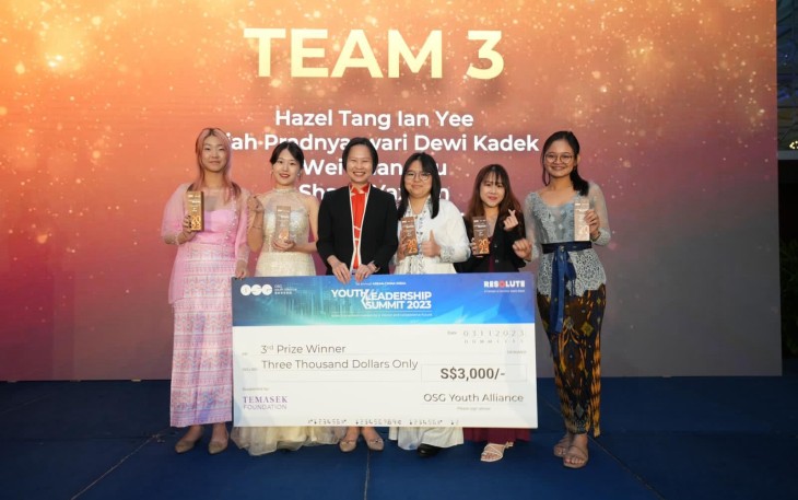 Dokumentasi: Kadek Diah beserta Tim The Feminine Five dalam malam penganugrahan ASEAN-China-India Youth Leadership Summit 2023