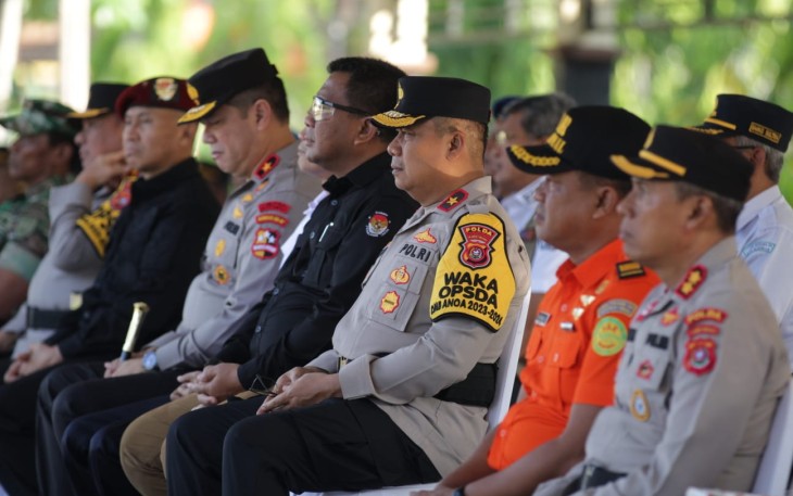apel pasukan pengamanan pemilu 2024 di Lapangan Apel Presisi, Rabu pagi, 7 Februari 2024. 