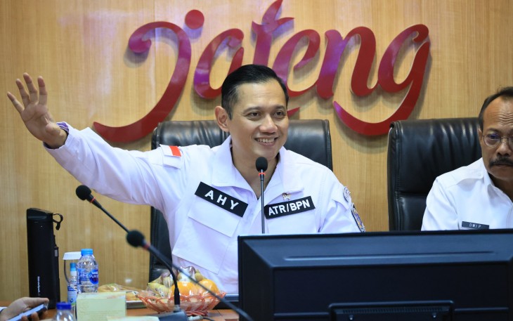 Menteri Agraria dan Tata Ruang/Kepala Badan Pertanahan Nasional (ATR/BPN), Agus Harimurti Yudhoyono (AHY) menyambangi Kantor Wilayah (Kanwil) BPN Provinsi Jawa Tengah di Kota Semarang, Senin (15/07/2024)