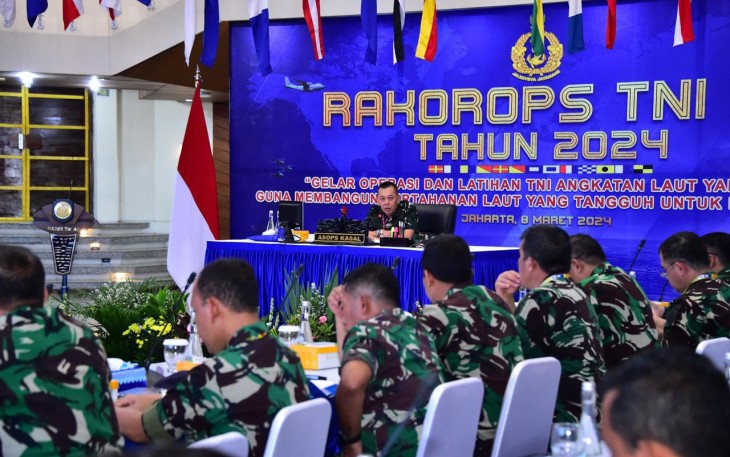 Rakor Bidang Operasi dipimpin oleh Asisten Operasi Kepala Staf Angkatan Laut (Asops Kasal) Laksamana Muda TNI Yayan Sofiyan bertempat di Auditorium Denma Mabesal, Cilangkap, Jakarta Timur, Jumat (08/03). 
