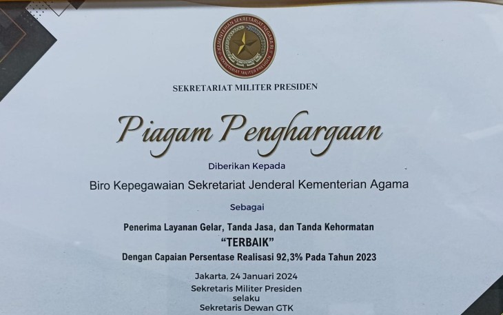 Piagam penghargaan Satyalancana 2023
