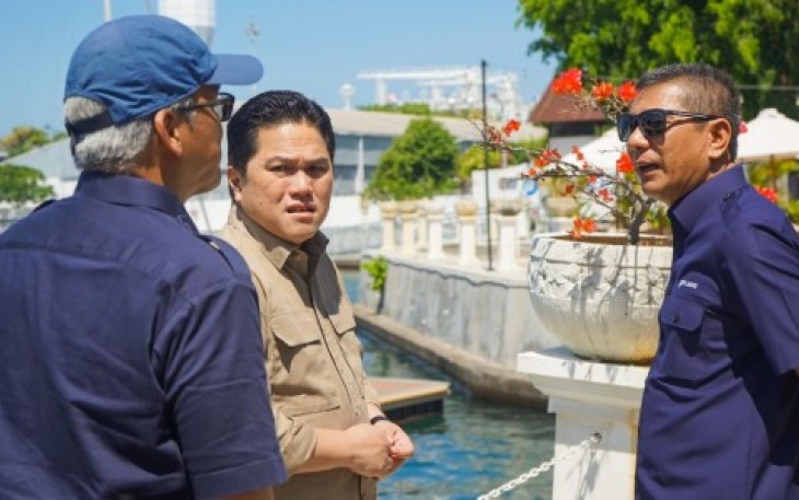 Menteri BUMN Erick Thohir saat meninjau BMTH kawasan pelabuhan Benoa, Bali