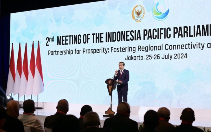  Presiden Joko Widodo secara resmi membuka Sidang Kedua Indonesia Pacific Parliamentary Partnership (IPPP) 2024 yang digelar di Hotel Fairmont, Jakarta Pusat, Kamis (25/07/2024)