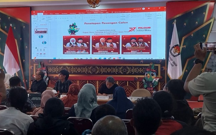 KPU Jawa Timur memastikan penetapan paslon cagub-cawagub digelar, Minggu 22 November 2024