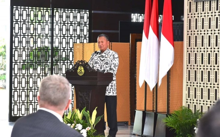 Menteri ESDM, Arifin Tasrif  dalam acara Indonesia-Finland Smart Energy Working Group Day di Ruang Sarulla, Kementerian ESDM.