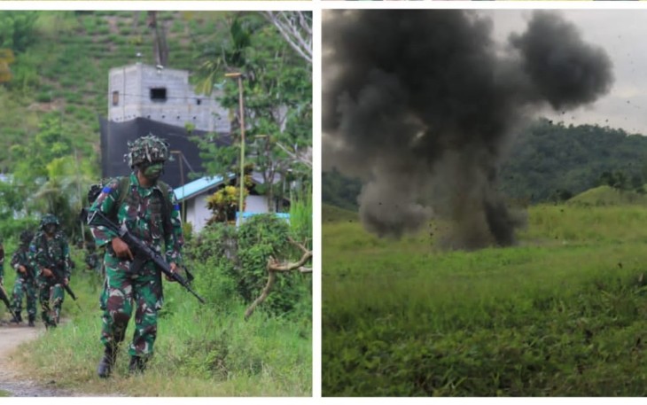 Foto Kegiatan latihan tempur darat Yonmarhanlan VIII Bitung yang di pimpin langsung oleh Danyonmarhanlan VIII Bitung, Letkol Marinir Aditya Indarto,S.E.,M.Tr.Opsla