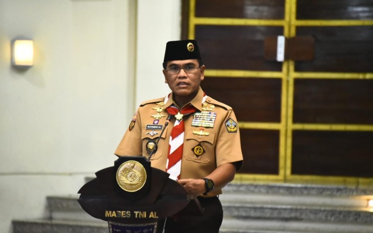 Kasal Laksamana TNI Dr. Muhammad Ali saat membuka Rapat Pimpinan (Rapim) Saka Bahari Nasional TA 2024 yang berlangsung selama 2 hari mulai tanggal 27 sampai dengan 28 Februari 2024 di Auditorium Denma Mabesal, Cilangkap, Jakarta Timur, Selasa (27/02).