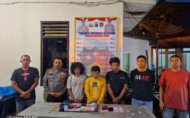 Unit Reskrim Polsek Batang Toru amankan Tersangka dan barang bukti untuk pemeriksaan lebih lanjut