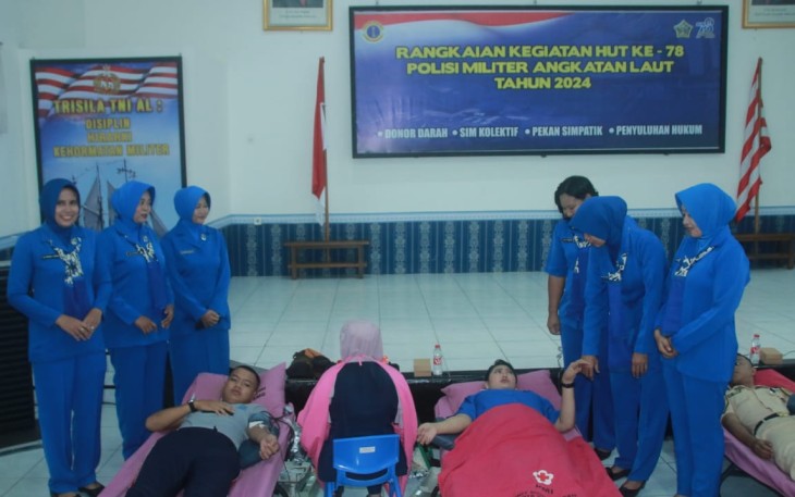 Donor darah yang diikuti oleh prajurit Lanal Semarang dan Jalasenastri Cabang 4 Korcab V DJA II, dengan mengundang instansi samping seperti Ditpolairud Polda Jateng, Satpol PP Kota Semarang, dan Taruna/Taruni binaan dari Lanal Semarang.