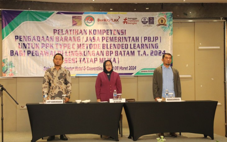 Sebanyak 35 Penjabat Pembuat Komitmen (PPK) Tipe C di lingkungan BP Batam, mengikuti Pelatihan Kompetensi Pengadaan Barang Jasa Pemerintah (PBJP) Metode Blended Learning di Sahid Batam Center Hotel