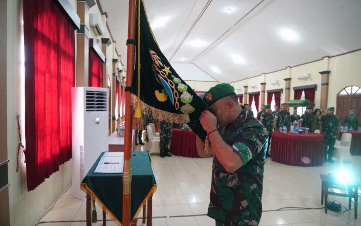 Sertijab pejabat golongan IV di lingkungan Korem 121/Abw, Sabtu (30/3)