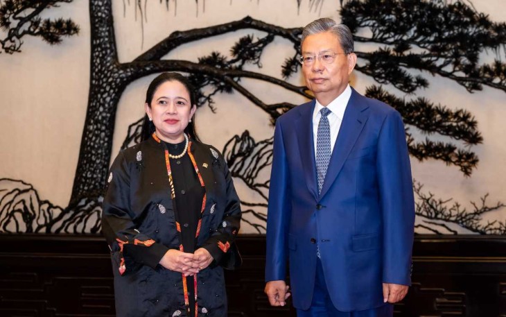 Puan Maharani Ketua DPR RI bersama Ketua DPR Cina Zhao Leji, di Beijing Tiongkok, Selasa (28/5)