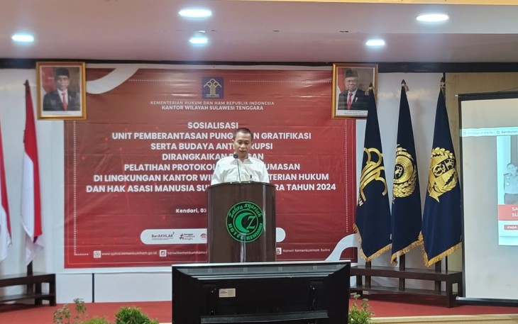 Imigrasi Baubau Ikuti Sosialisasi Anti Korupsi Pelatihan Protokoler dan Kehumasan di Lingkungan Kantor Wilayah Kementerian Hukum dan HAM Sulawesi Tenggara 