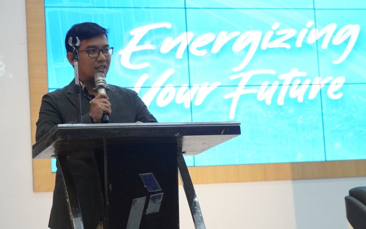 Indra dalam menyampaikan sambutannya di Open House Universitas Pertamina